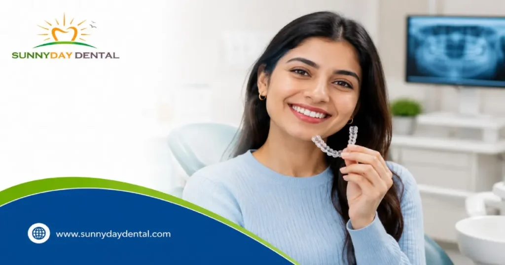 Patient with clear aligners in woodbridge